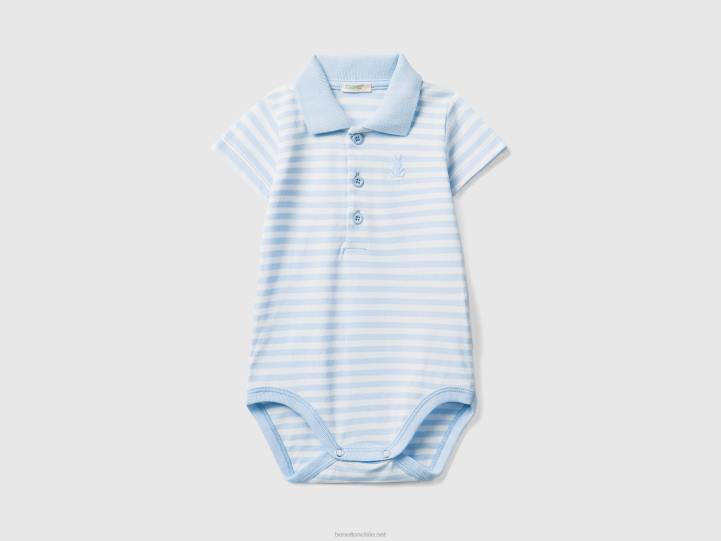 body polo de algodón elástico NHBF5890 cielo azul niños Benetton