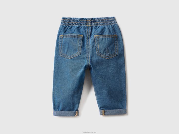 jeans en denim 100% algodón NHBF3283 azul claro niños Benetton