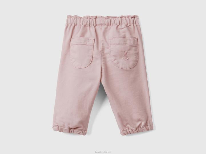 pantalones con cintura fruncida NHBF3269 Rosa suave niños Benetton