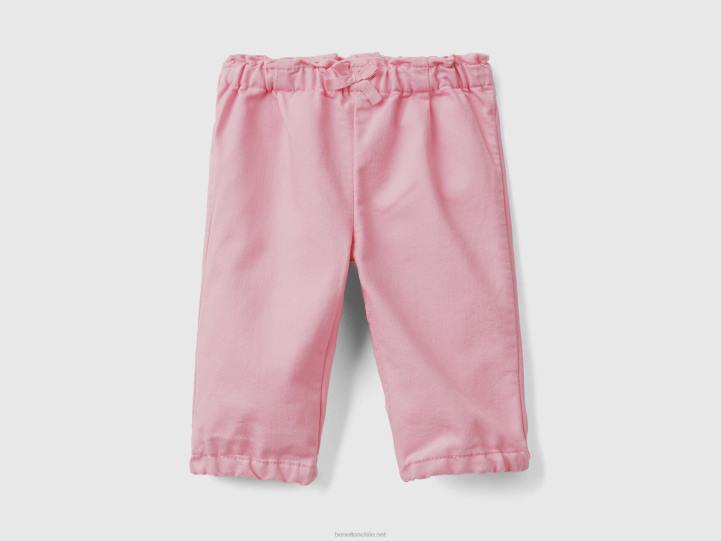 pantalones con cintura fruncida NHBF5935 rosa niños Benetton