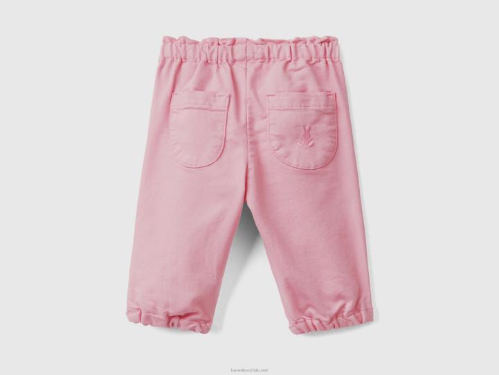 pantalones con cintura fruncida NHBF5935 rosa niños Benetton