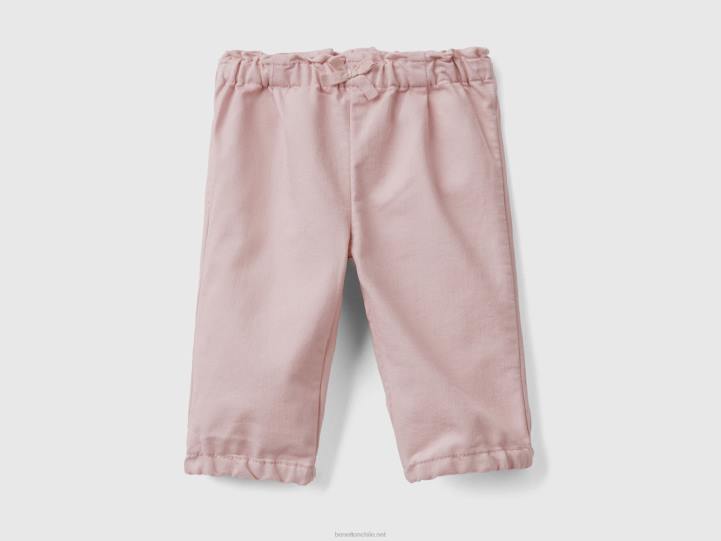 pantalones con cintura fruncida NHBF5944 Rosa suave niños Benetton