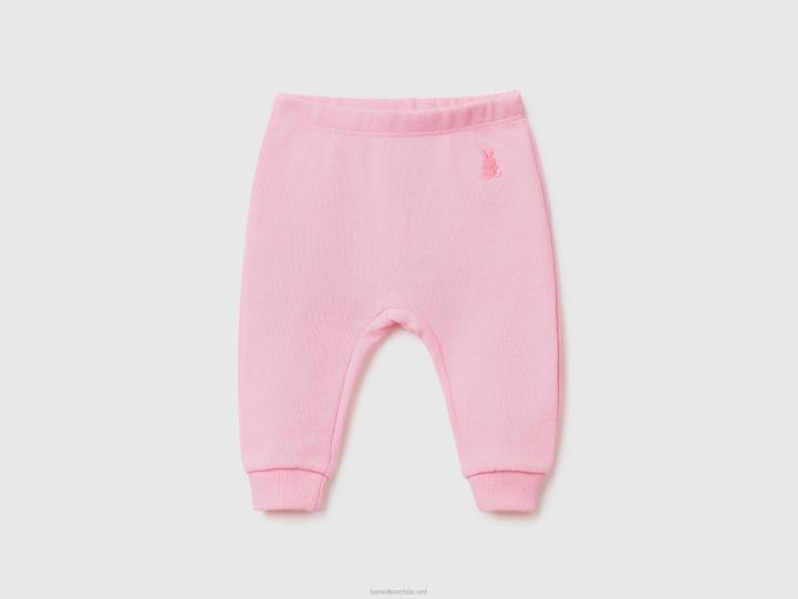pantalones de chándal en algodón orgánico NHBF5911 rosa niños Benetton