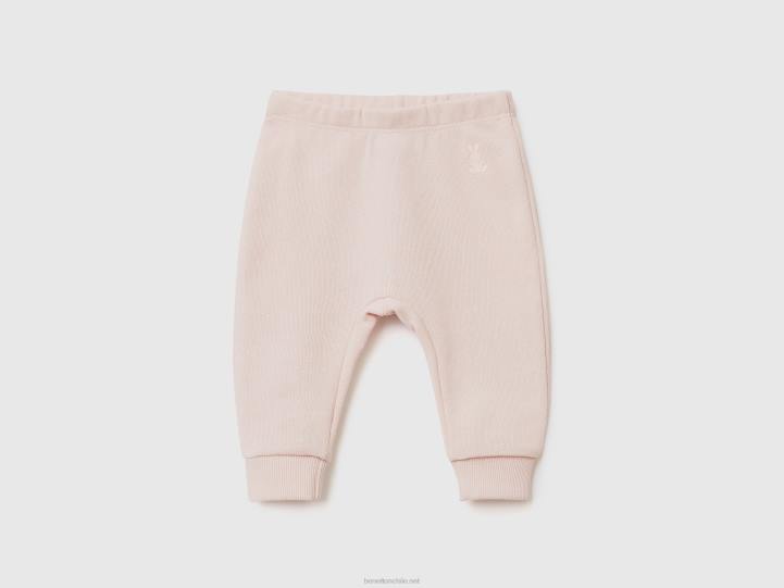 pantalones de chándal en algodón orgánico NHBF5953 Rosa suave niños Benetton