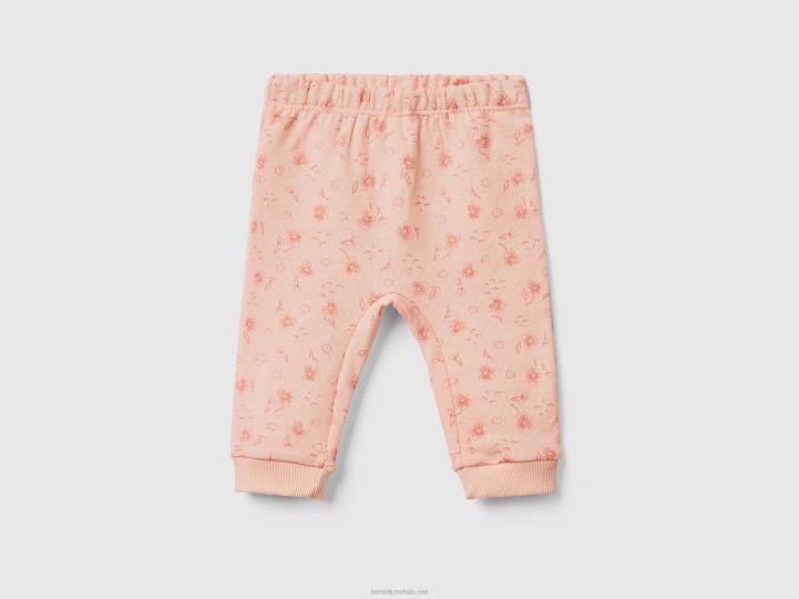 pantalones de chándal estampados NHBF5917 Rosa suave niños Benetton