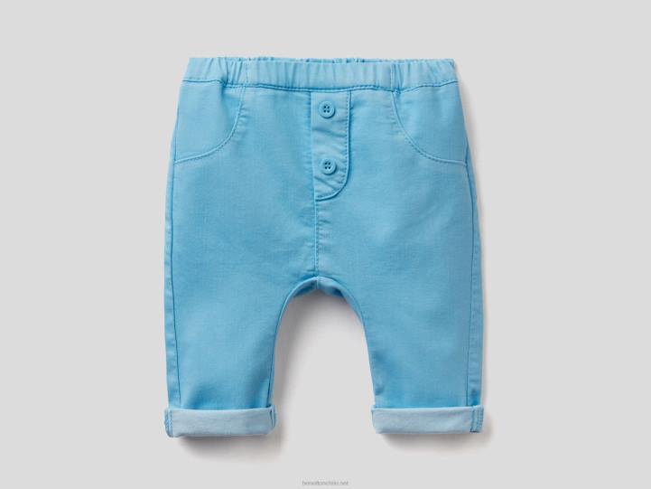 pantalones de mezcla de algodón elástico NHBF3279 azul claro niños Benetton