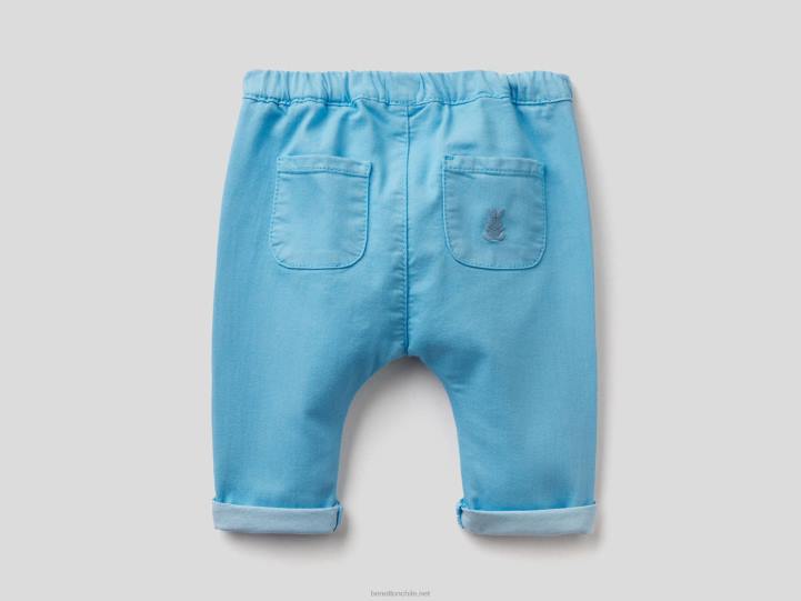 pantalones de mezcla de algodón elástico NHBF5948 azul claro niños Benetton
