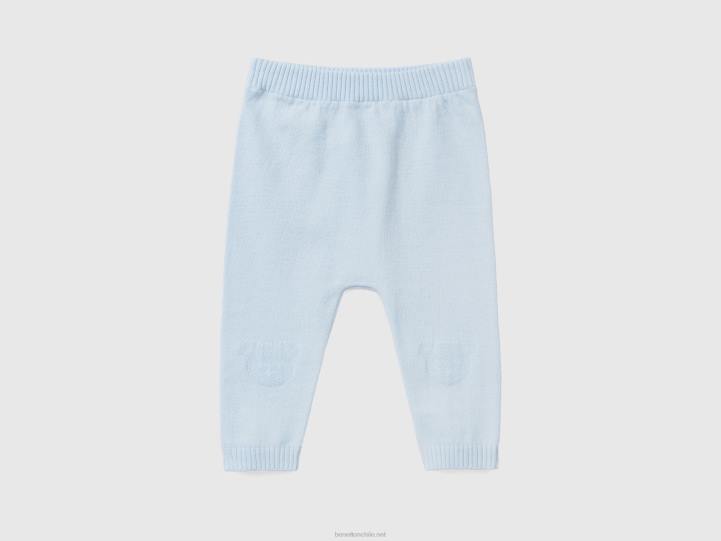pantalones de punto con incrustaciones NHBF5906 cielo azul niños Benetton