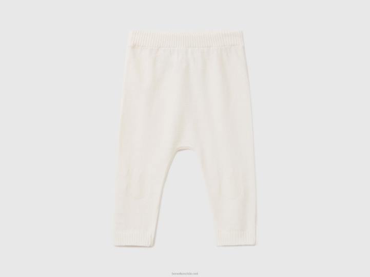 pantalones de punto con incrustaciones NHBF5908 blanco niños Benetton