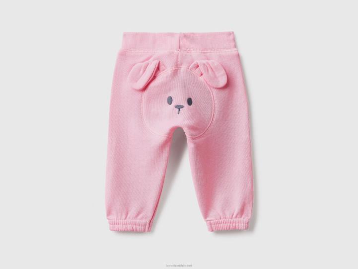 pantalones deportivos suaves con bordados NHBF3240 rosa niños Benetton