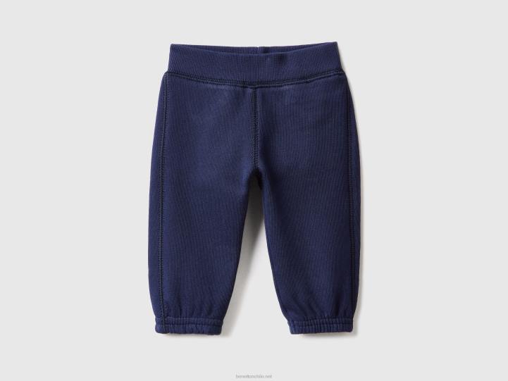 pantalones deportivos suaves con bordados NHBF3263 azul oscuro niños Benetton