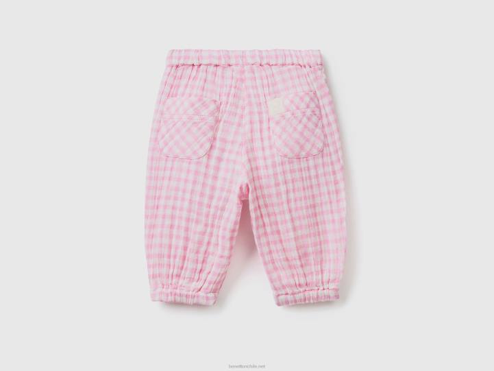 pantalones vichy con lazo NHBF3244 blanco niños Benetton