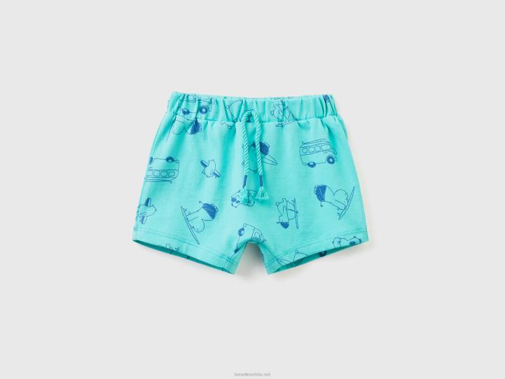 shorts estampados en puro algodón NHBF3273 cielo azul niños Benetton
