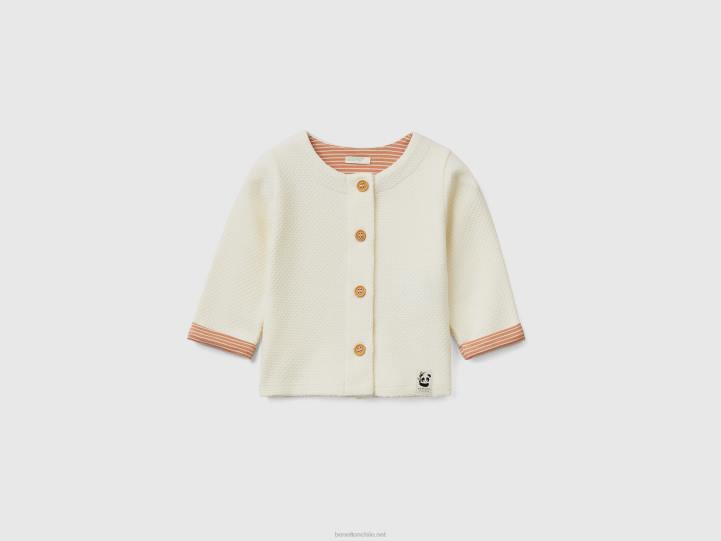 cárdigan con punto jacquard NHBF5968 Blanco crema niños Benetton