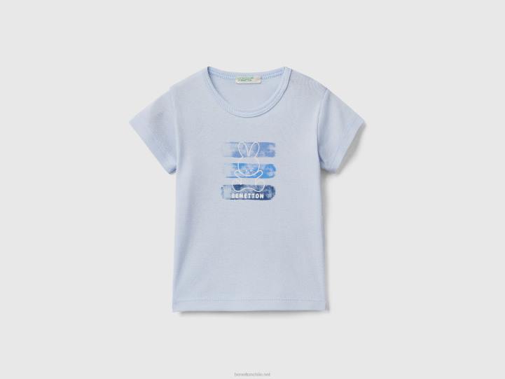 camiseta en 100% algodón orgánico NHBF3111 cielo azul niños Benetton