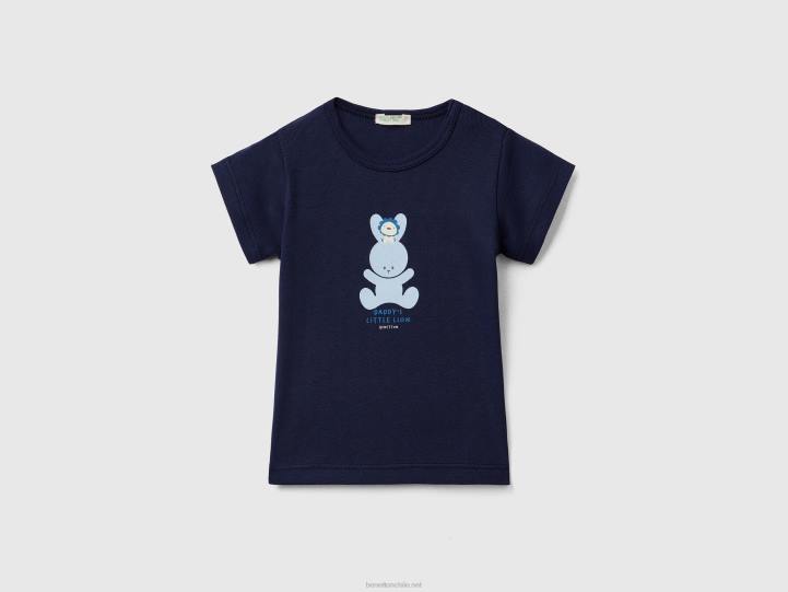 camiseta en 100% algodón orgánico NHBF5809 azul oscuro niños Benetton
