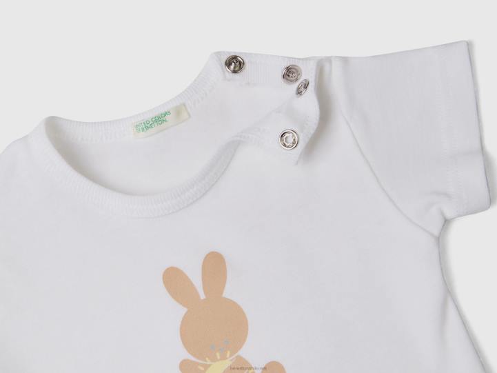 camiseta en 100% algodón orgánico NHBF5842 blanco niños Benetton