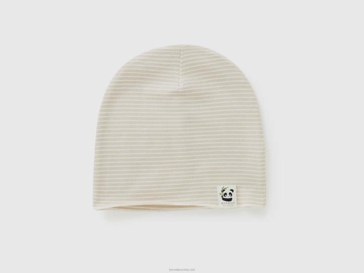 gorra a rayas NHBF3322 beige niños Benetton