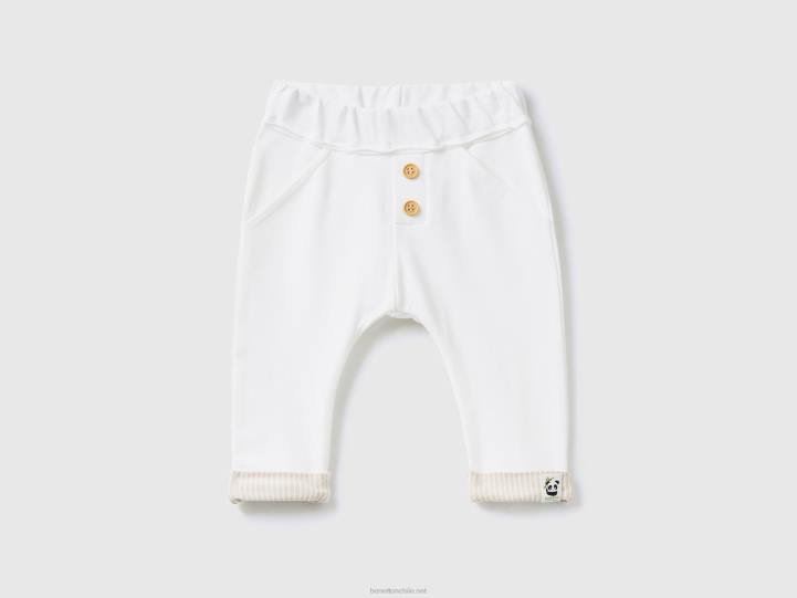 pantalones deportivos con puños NHBF3230 Blanco crema niños Benetton