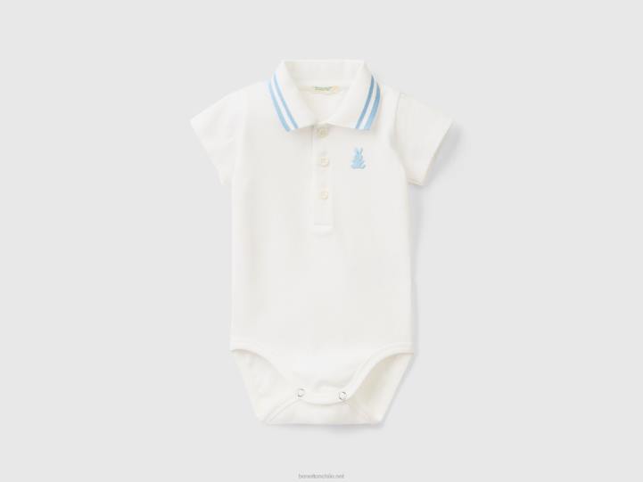 polo tipo body de algodón orgánico NHBF5882 Blanco crema niños Benetton