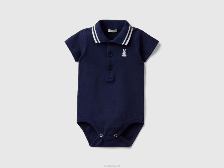 polo tipo body de algodón orgánico NHBF5888 azul oscuro niños Benetton