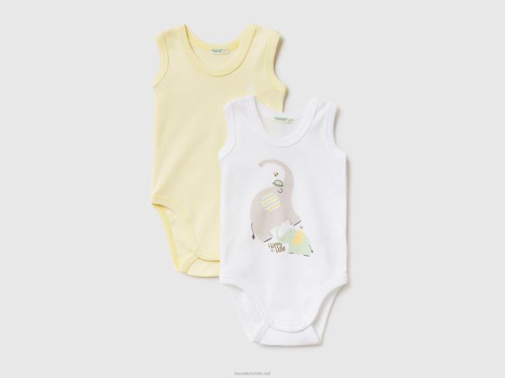 dos bodis de algodón orgánico con estampado NHBF5889 multicolor niños Benetton