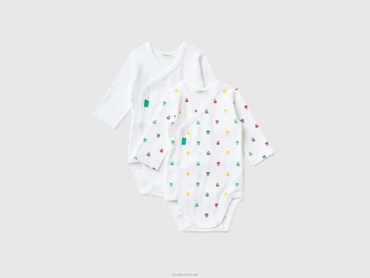 dos bodis de manga larga en algodón orgánico NHBF5886 multicolor niños Benetton