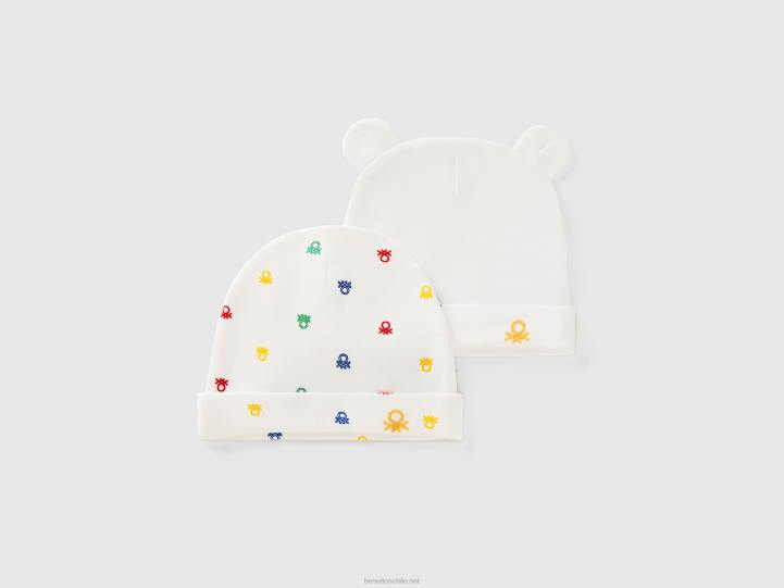 dos gorros de algodón orgánico NHBF3298 multicolor niños Benetton