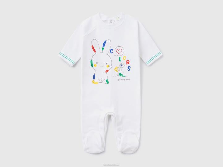 mono largo de puro algodón orgánico NHBF3198 blanco niños Benetton