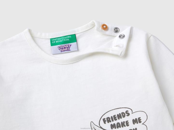Camiseta 100% algodón looney tunes NHBF3115 blanco niños Benetton