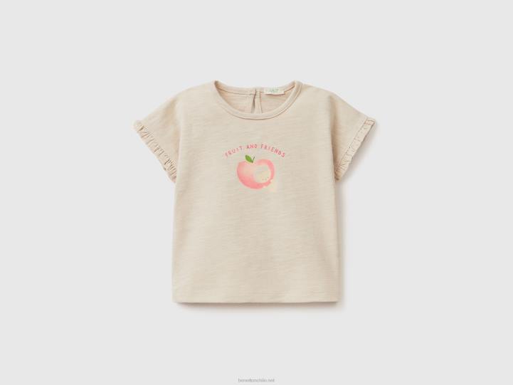 camiseta con estampado de frutas NHBF3139 beige niños Benetton