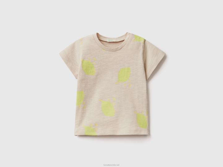 camiseta con estampado de frutas NHBF5774 beige niños Benetton