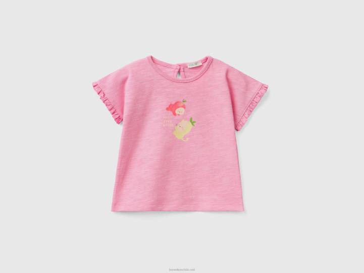 camiseta con estampado de frutas NHBF5856 rosa niños Benetton