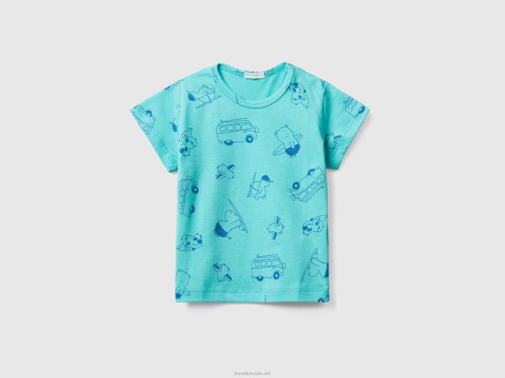 camiseta con estampado estampado NHBF3121 cielo azul niños Benetton