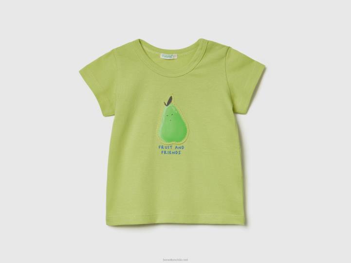 camiseta con parche y estampado NHBF5852 cal niños Benetton