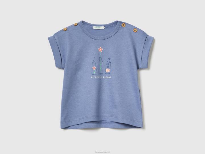 camiseta de manga corta con estampado NHBF3167 fuerza aérea azul niños Benetton