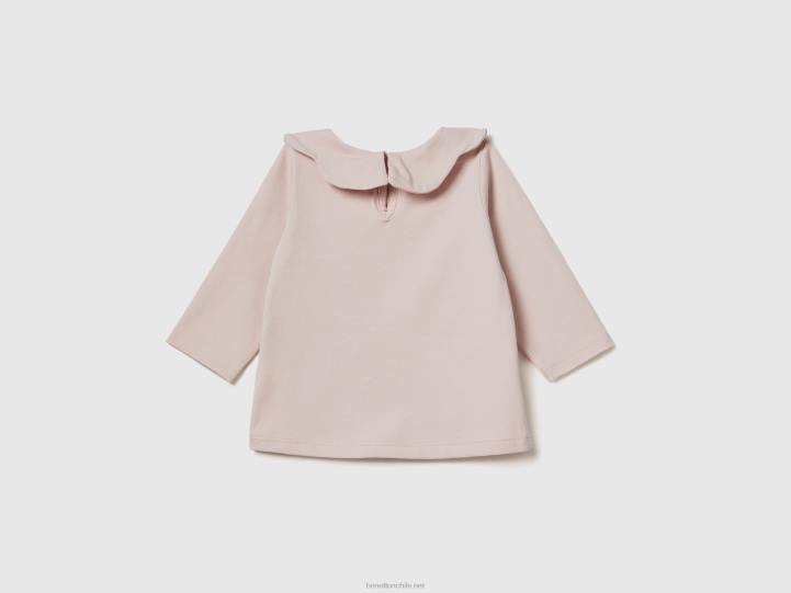 camiseta de manga larga con cuello NHBF3161 Rosa suave niños Benetton