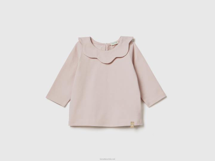 camiseta de manga larga con cuello NHBF5793 Rosa suave niños Benetton