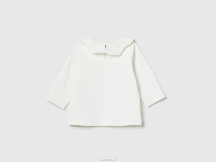 camiseta de manga larga con cuello NHBF5829 Blanco crema niños Benetton