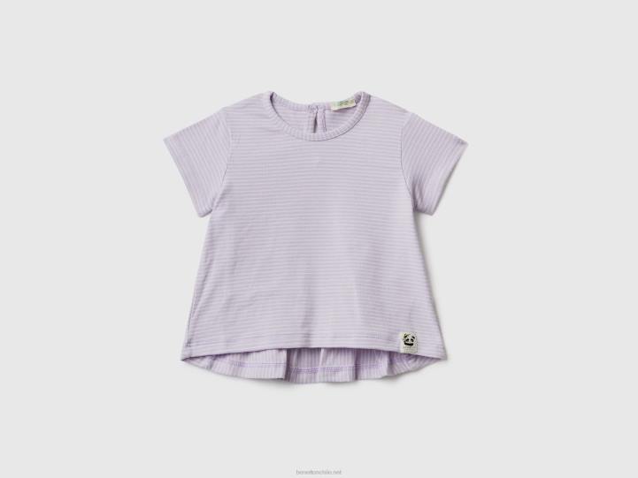 camiseta de rayas con volantes NHBF5824 lila niños Benetton