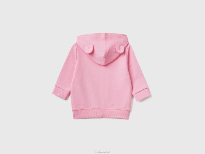 sudadera con capucha de algodón orgánico NHBF3113 rosa niños Benetton