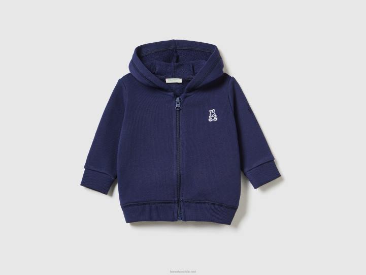 sudadera con capucha de algodón orgánico NHBF5864 azul oscuro niños Benetton