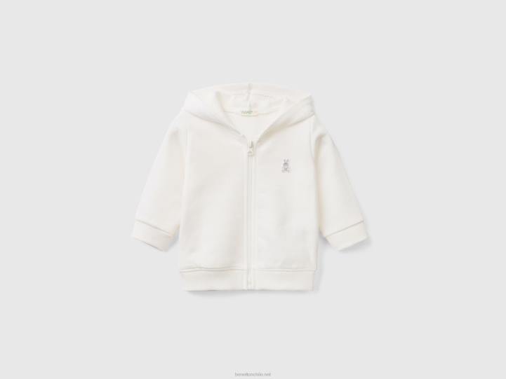 sudadera con capucha de algodón orgánico NHBF5865 Blanco crema niños Benetton