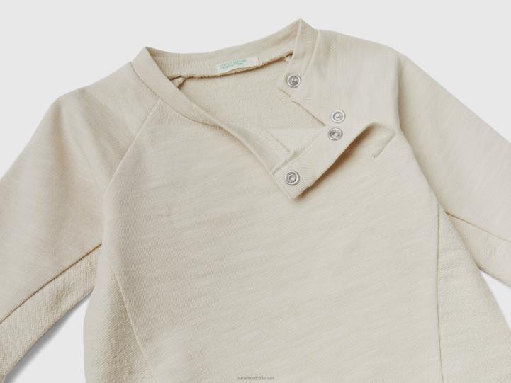 sudadera ligera 100% algodón NHBF3134 beige niños Benetton