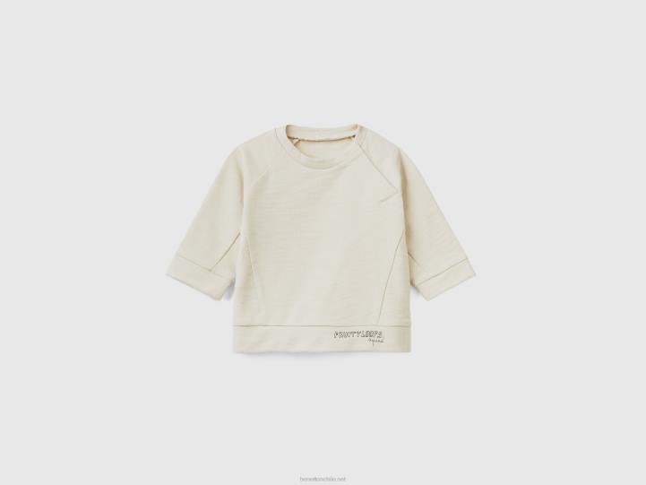 sudadera ligera 100% algodón NHBF5806 beige niños Benetton