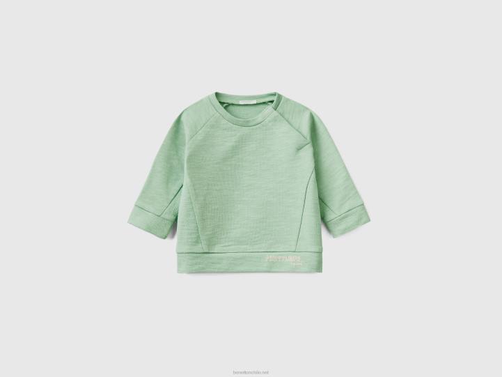 sudadera ligera 100% algodón NHBF5807 verde claro niños Benetton