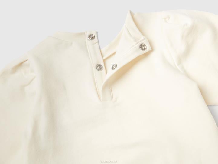 sudadera ligera de algodón elástico NHBF3163 Blanco crema niños Benetton
