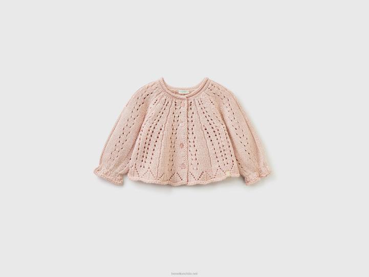 cárdigan de punto con lúrex NHBF3476 Rosa suave niños Benetton