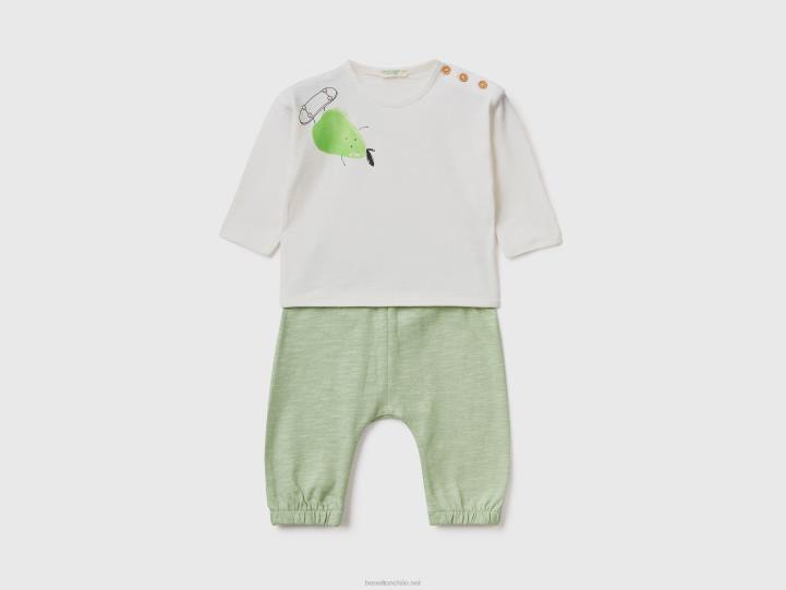 conjunto camiseta y pantalón NHBF3101 blanco niños Benetton