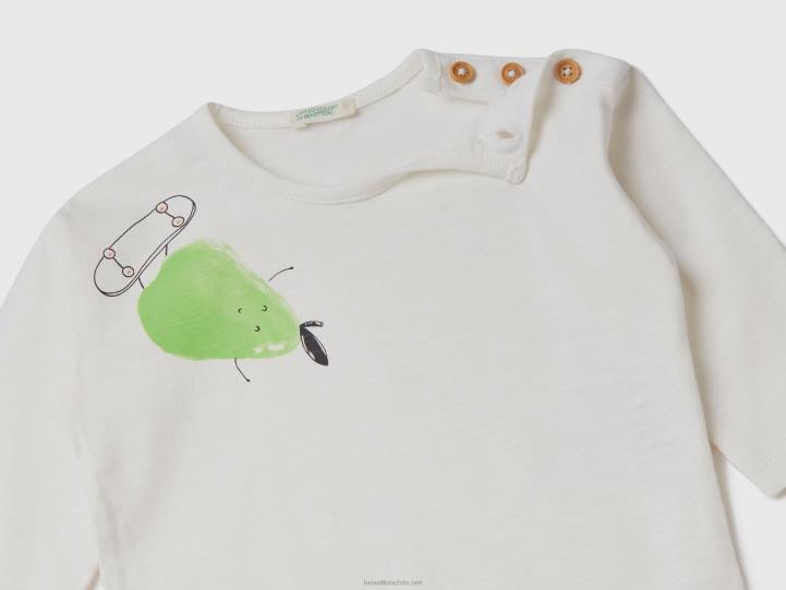 conjunto camiseta y pantalón NHBF5767 blanco niños Benetton